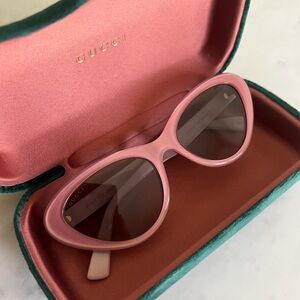 Gucci Pink Oval Sunglasses with Brown Lenses